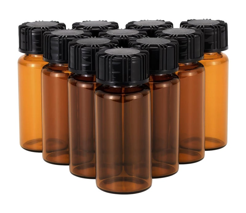Newzoll 10ml Amber Glass Bottles for Essential Oils, Chemistry Lab Chemicals, Colognes & Perfumes (10 Pieces) - Image 1